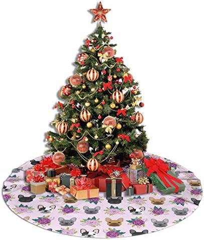 Lveshop צרפתית בולדוג סגול עץ חג המולד חצאית יוקרה עגול עגול מקורה חיצוני כפרי חג המולד עץ עץ קישוט