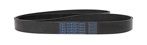 D&D PowerDrive 8PK1725 חגורת החלפה סטנדרטית מטרית, פולי, 8 -להקת, אורך 68.75 , גומי