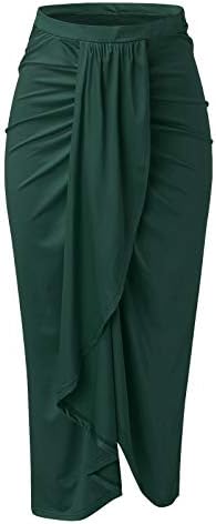 אלסטי עטוף סימטרי מזדמן מוצק מותניים מקסי גבוהה לעטוף סדק חצאית נשים של 12 אינץ עץ חצאית חג המולד