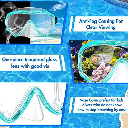 6 מחשבים ילדים שנורקל שחייה מסכת שחייה ממוזגת מסכת צלילה מסכת אנטי ערפל 180 מעלות נוף ברור לילדים שחייה