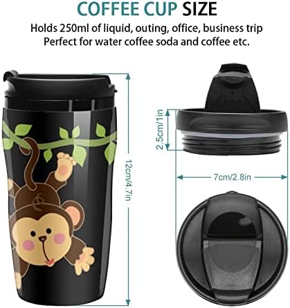 קוף אניאמלה חמוד מודפס ספל קפה מצחיק עם מכסה כוס קיר כפול 8 גרם/12 גרם