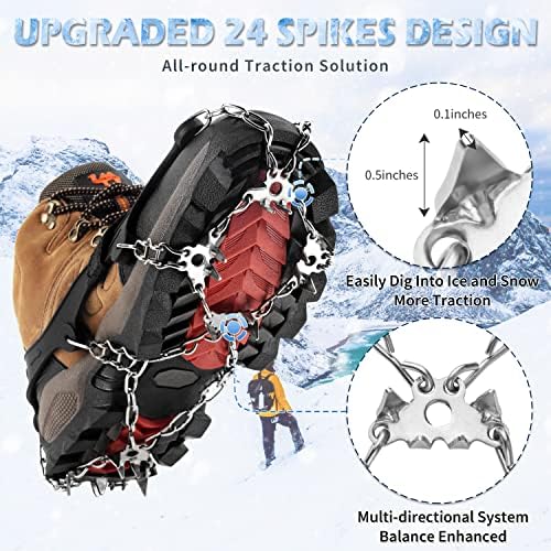 סרקי קרח של שרקמות ': משיכת שלג אחיזה מגפיים לנעליים נשים - אנטי להחליק 24 דוקרנים קרמפונים בטוחים הגן
