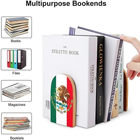 מקסיקני דגל עץ תומכי ספרים כבד ספר מחזיקי למדפים דקורטיבי ספר מסתיים