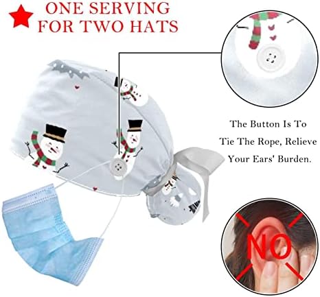 2 חבילות אחות לחג שמח כובעי קרצוף נשים שיער ארוך, כובע גולגולת אחורה מתכווננת, כיסוי ראש עובד בגודל אחד