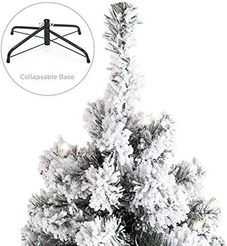 TOPYL 6.8ft Premium Premium Snow Snow Christman עץ חג המולד, עץ חג המולד הלא-חגורה תלוי במעמד מתכת, טיפים לסניף