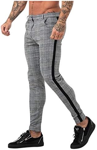 מכנסי עיפרון מפוספסים של UBST לגברים, מכנסיים ארוכים קדמיים שטוחים צ'ינו מכנסיים רזים מתאימים