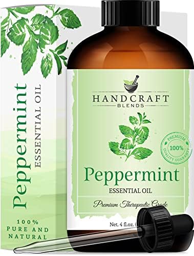 שמן אתרי Peppermint Peppermint - ציון טיפולי פרמיום טהור וטבעי עם טפטפת זכוכית פרימיום - ענק 4 Fl.