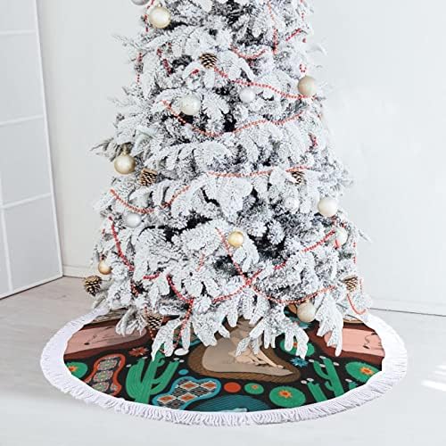 חצאית עץ חג המולד של זאבי התינוקות בדרום -מערב לקישוטים למסיבות חג עם תחרה ציצית