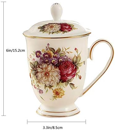 ספל קרמיקה, ספלי תה לנשים כוס תה סין עם מכסה, כוס תה פרחים, מתאים להכנת תה, שתייה קרה, שתייה חמה, קפה וכו',