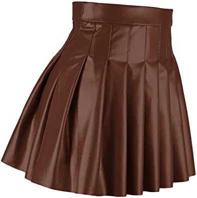 גבוהה נמוך חצאיות לנשים נשים קפלים חצאית מותניים גבוהה עור חצאית קצר אלגנטי מוצק עיסוי שולחן חצאית