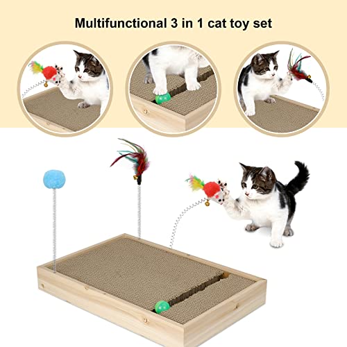 חתול מגרד רפידות עם כדור, חתול גרדן צעצוע ב 3 צעצועים,קרטון חתול גרדן עם עץ מגש