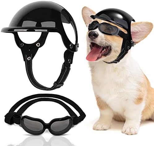 קסדת כלבים של סלטון ומשקפי ראייה לכלבים קטנים - הגנת UV משקפי שמש כלבים משקפי כלב כובע קסדת