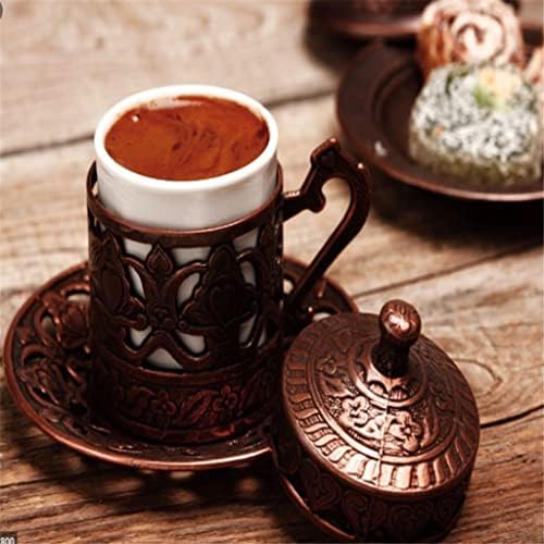 סיר קפה נחושת טורקי בעבודת יד עבה עם ידית עץ טבעית