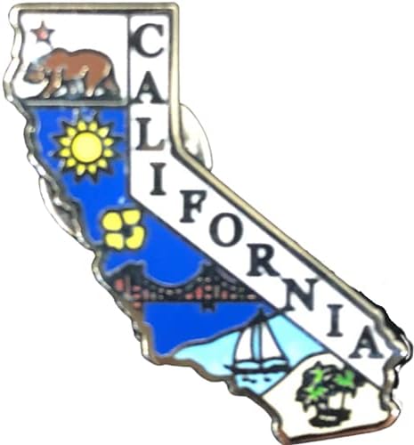 מפה בצורת מדינת קליפורניה סיכת דש מתכת