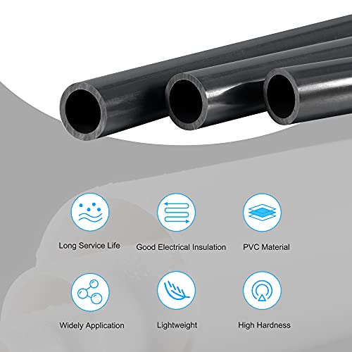 Meccanixity PVC צינור עגול קשיח 15.5 ממ מזהה 20 ממ OD 500 ממ השפעה גבוהה שחורה על צינור מים, מלאכה, קישוט,