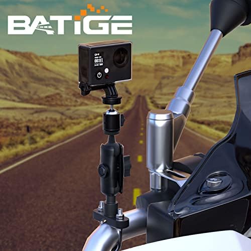 BATIGE 360 ° מצלמת אופנוע הר GOPRO אופנוע הרכבה הרכבה 1/4 מעמד מתכת עבור GOPRO HERO 10/9/8/7/6/5/4/3+