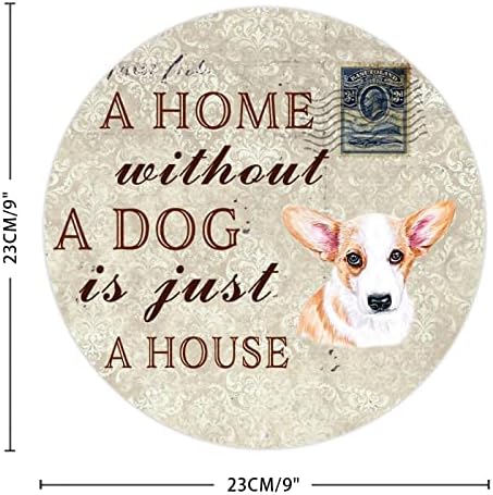 בית ללא כלב הוא רק עגול בית עגול מצחיק שלט מתכת מצחיק שלט פלאק כלב הדפסי כפה שלט עתיק הדפס