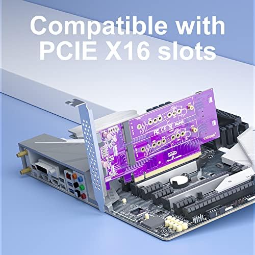 M.2 NVME SSD מתאם M-KEY, 4-PORT M.2 ל- PCIE X16 כרטיס מתאם GEN3, תומך ב- PCIE M.2 SSD