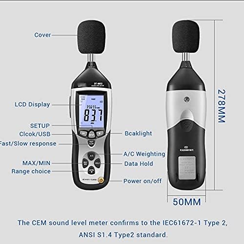 טווח Jieseing 30-130 dB רמת קול רמת מד רעש בדיקת עוצמת נפח עם מקליט הקול של ממשק ה- USB