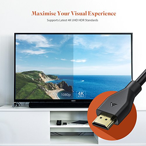 כבל HDMI 4K 2.0, מהירות גבוהה זכר לחוט HDMI של 18 ג'יגה-ביט לשנייה עם אתרנט-4K UHD 2160p HD 1080p 3D-תמיכה: