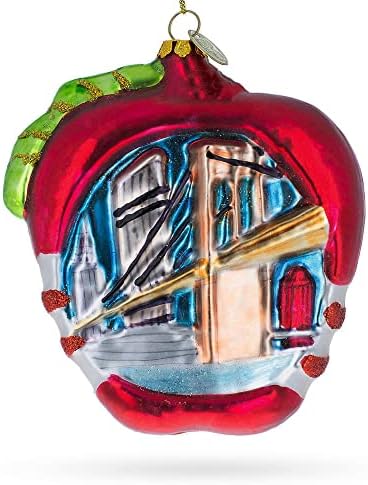 ניו יורק סמל תפוח סמל זכוכית זכוכית קישוט לחג המולד