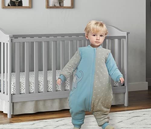 שמיכה לבישה של Natuz לתינוק עם כותנה כחולה ברגל 3-6T פעוט שק שינה שק 4-5 שנים שרוולים ארוכים נשלפים הליכה שק