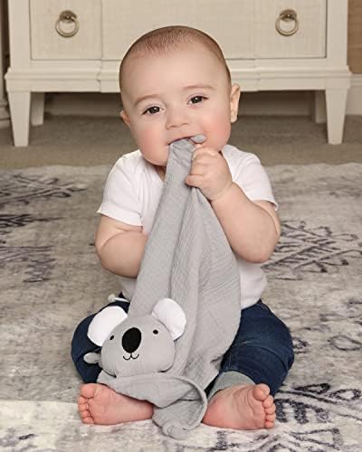 הבחירה של Grammy's Baby Koala Bear Lovey שמיכה ואבטחה שמיכה, יילוד חיוני לתינוקת או לתינוק. מוסלין