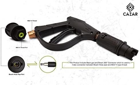 אקדח מכונת כביסה בלחץ Cazar עם מחבר Bosch 360 ° כדי להפוך את האקדח M22/14 לניתן להתאמה לצינור צינור Bosch