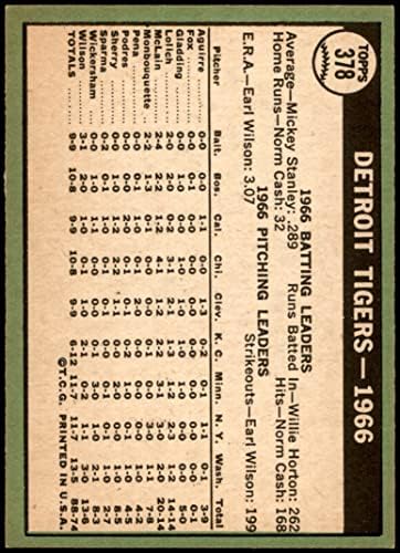 1967 Topps 378 Tigers Team Detroit Tigers Ex+ Tigers