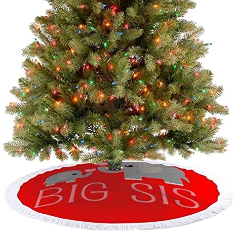 פיל אחות גדולה הדפס חצאית עץ חג המולד עם ציצית למסיבת חג מולד שמח תחת עץ חג המולד