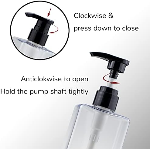 בקבוקי שמפו ריקים עם תוויות - Kimqi 3PCS סט שמפו מרכך שטיפת גוף מתקן עם משאבה - 16 גרם / 500 מל מיכל
