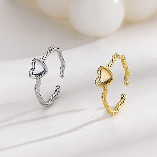 טבעת טבעת טבעת אופנה אישיות נשים ארוג חוט טוויסט צורה לב טבעת זהב מצופה טבעת רגילה טרנדית