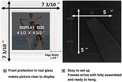 Lavie Home 5x5 מסגרות תמונה כפרי מסגרת תמונה עם זכוכית בהגדרה גבוהה לתצוגה קיר ושולחן