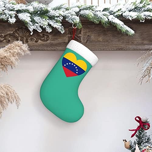 Cutedwarf Love Venezuela Flag Stocking Stocking חג המולד קישוט קלאסי קלאסי 18 אינץ