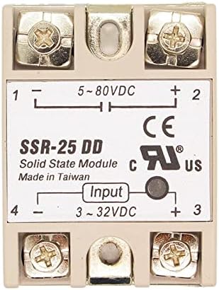 Uine 25dd SSR קלט 3 ~ 32VDC עומס 5 ~ 80VDC DC ממסר מצב מוצק שלב יחיד DC