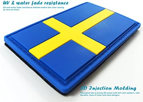 טלאי דגל שוודיה של JBCD שוודיה טקטי טקטי - וו גומי PVC וכתם אטב לולאה