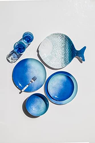 צלחות סלט Oceanic Oceanic Oceanic, 8.5 , Ombre כחול, מלמין טהור, אטום שוט, מקורה/בחוץ, סט של 6