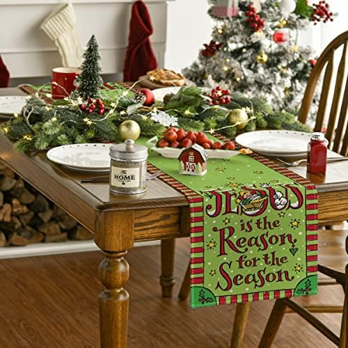 מצב ארטואיד ישו הוא הסיבה לעונה רץ לשולחן חג המולד, חורף עונתי חג המולד קישוט שולחן אוכל למטבח לקישוט מסיבת