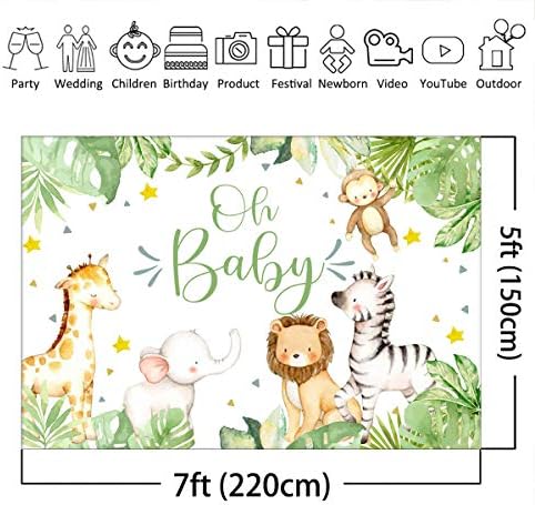 ילד ספארי תינוק מקלחת רקע הו תינוק ג ' ונגל חיות צילום רקע ויניל גן חיות בעלי החיים ירוק עלים תא צילום באנר