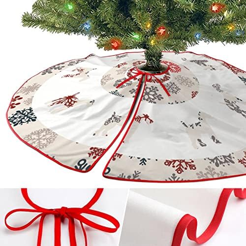 חצאית עץ שלג חג המולד, מחצלת בסיס עץ צללית של כלב חג המולד, מחצלת קישוטי חג המולד של 30 x 30