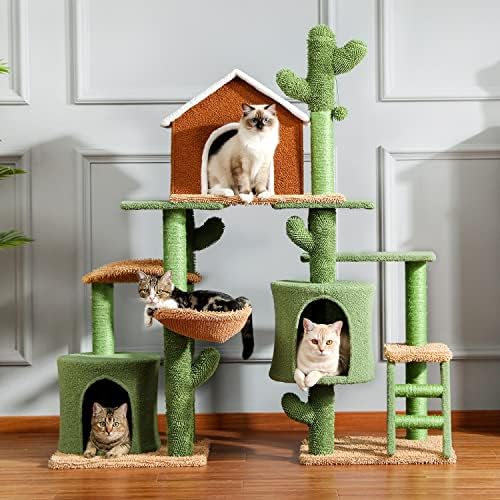 לא 3 ב 1 חתול עץ שילוב חתול של מגדל עם גרוד חמוד קקטוס בית ריהוט עם דירה קן לחיות מחמד גרדן