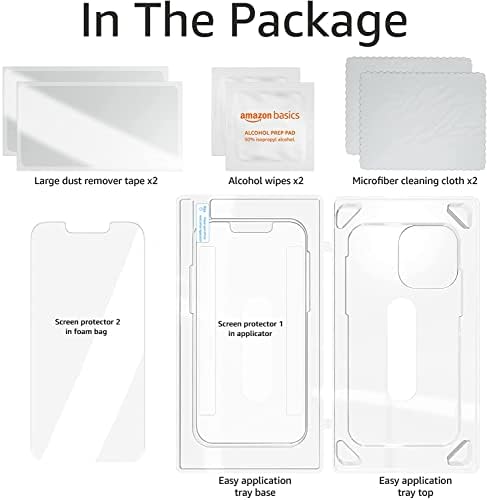 יסודות אמזון פרימיום מגן מסך זכוכית מחוסמת לסמארטפון לאייפון 13, אייפון 13 פרו