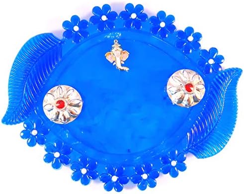 Sarvam Mini Pooja Thali עם פרח Haldi Kumkum Plate Plate Decureative