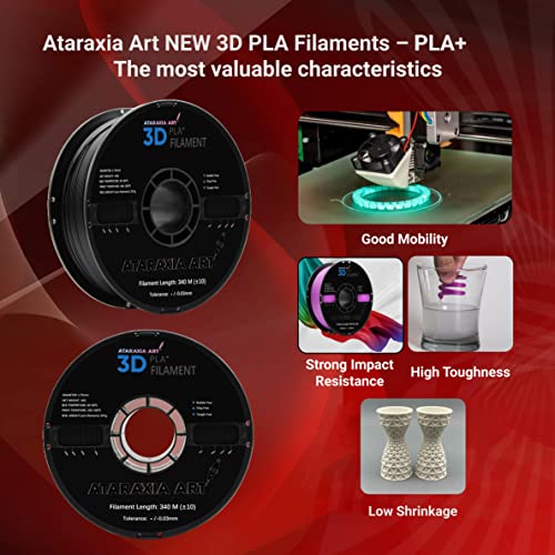 Ataraxia אמנות סגול ענבים סגולים PLA נימה 1.75 ממ, 1 קג/2.2 קילוגרם סליל פרימיום מסודר, דיוק ממדי ± 0.03 ממ,