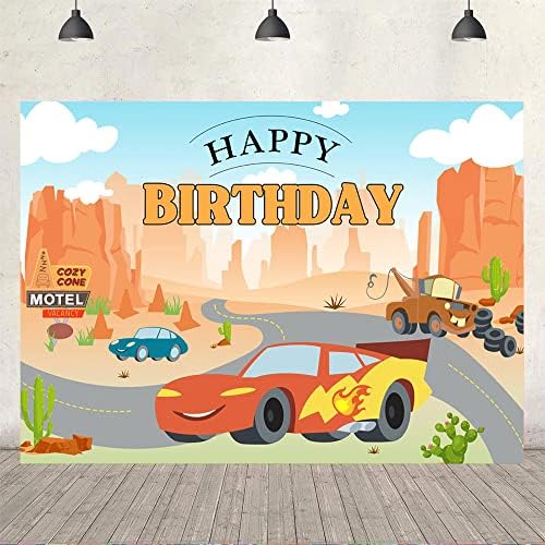 טיקואניקואה 5 * 3 רגל מכוניות רקע למסיבת יום הולדת קריקטורה מדבר קקטוס מכונית מירוץ מסיבת קישוט רקע בני