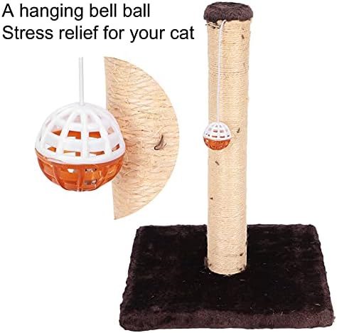 מגדל עץ החתול עם חבל סיסל וצעצוע כדור פעמון תלוי מכוסה בפלאש חלק ורך לחתולים קטנים עם כדורים