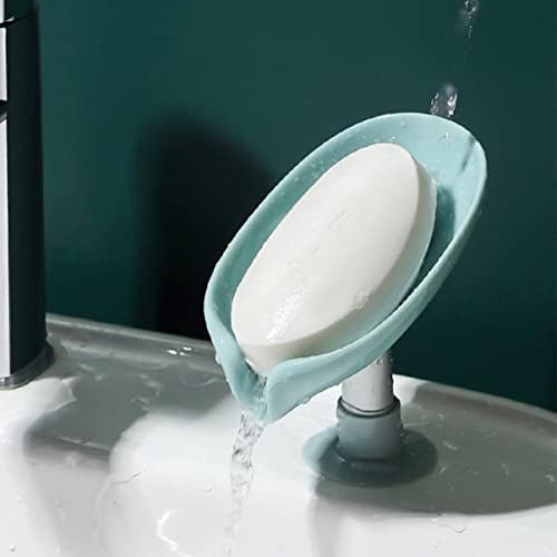 1 מחשב יצירתי ניקוז אמבטיה בר מים כוס לא עלה ניקוז מגש יניקה מחזיק גודל סבון מתלה ירוק צורת עם אגרוף