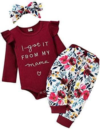 תינוקת יילודים תינוקת אורגנית בגדים לתינוקות תלבושות תלבושות של מכנסי פרחים של רומפר