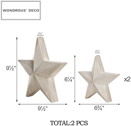 פלאי דקו 3D תלת מימד שלטי כוכב מעץ סט של 2, כוכבי עץ לבנים למלאכות, כוכב מעץ עומד בלוקים, כוכב חג המולד לעיצוב