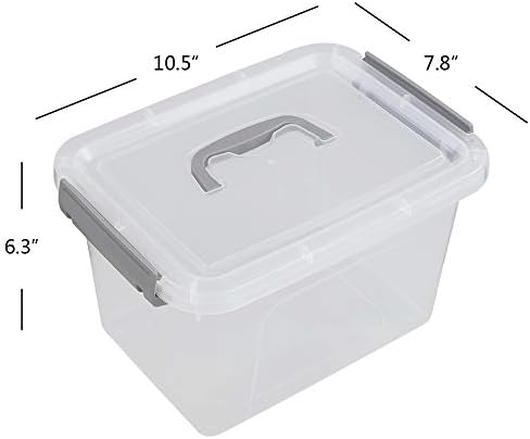 Vababa 6 ליטר קופסת אחסון פלסטיק ברורה, תיבת תפס עם ידית, 6 חבילה